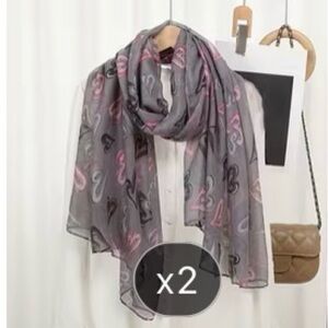(2) sheer heart scarves - new, never worn